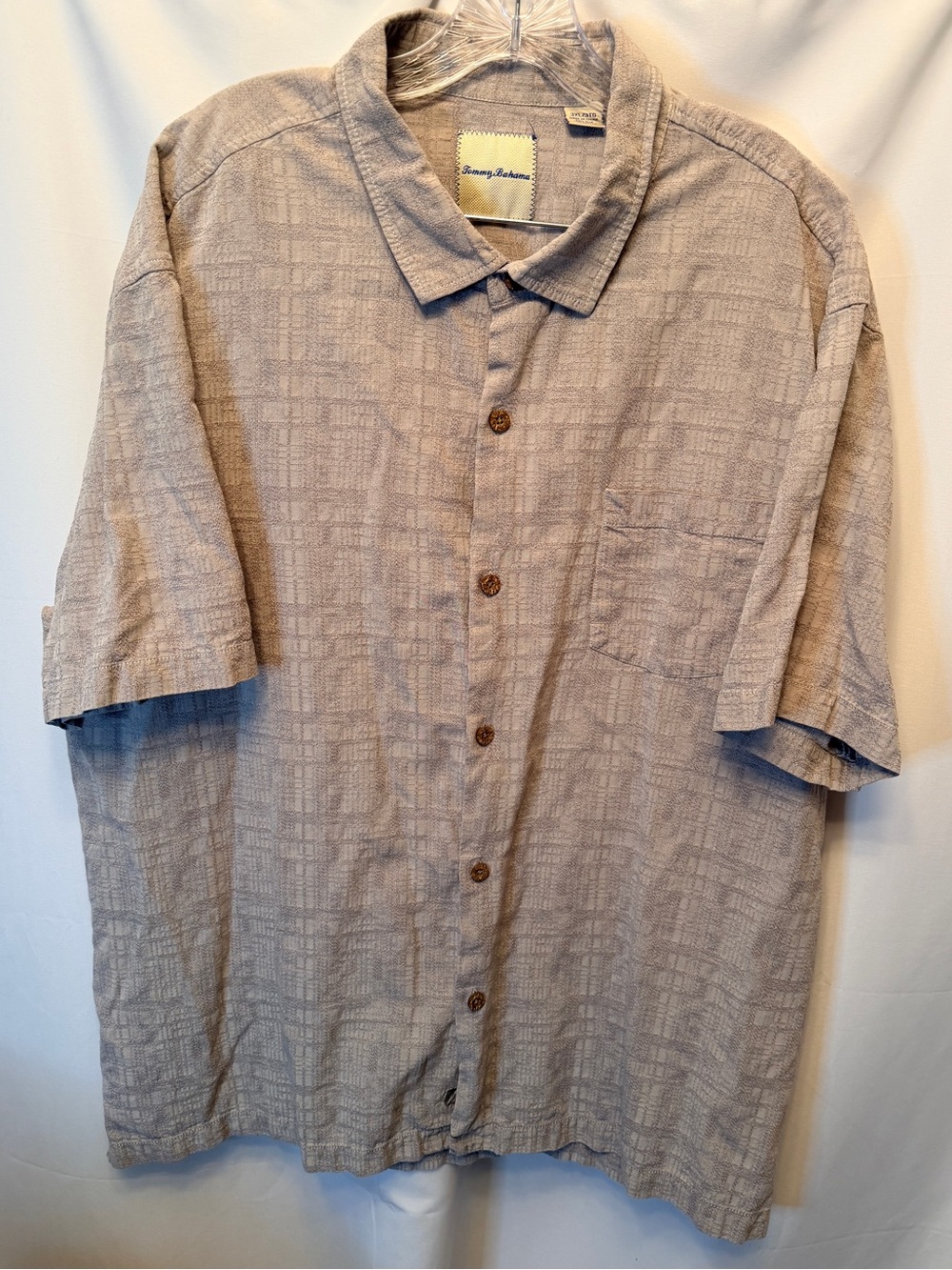 Tommy Bahama Men’s Size 3XL Silk Blend Silver Gray Short Sleeve Camp Shirt